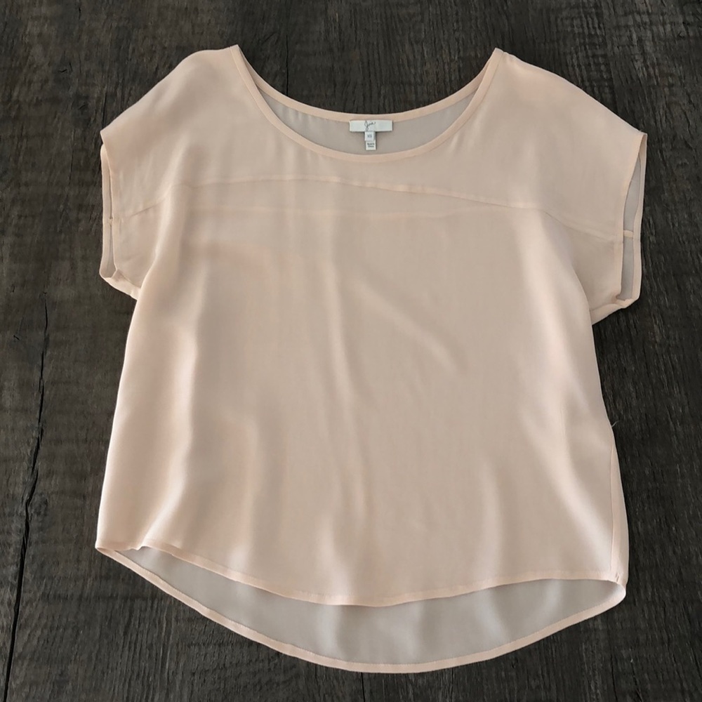 Joie silk short sleeves blouse cocoon XS nude